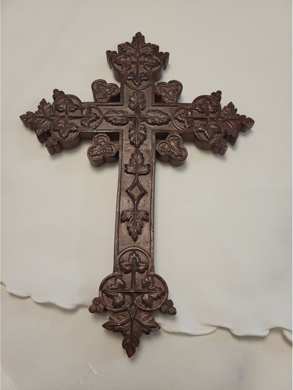 10"x7" Carved Decorative Wooden Wall Cross